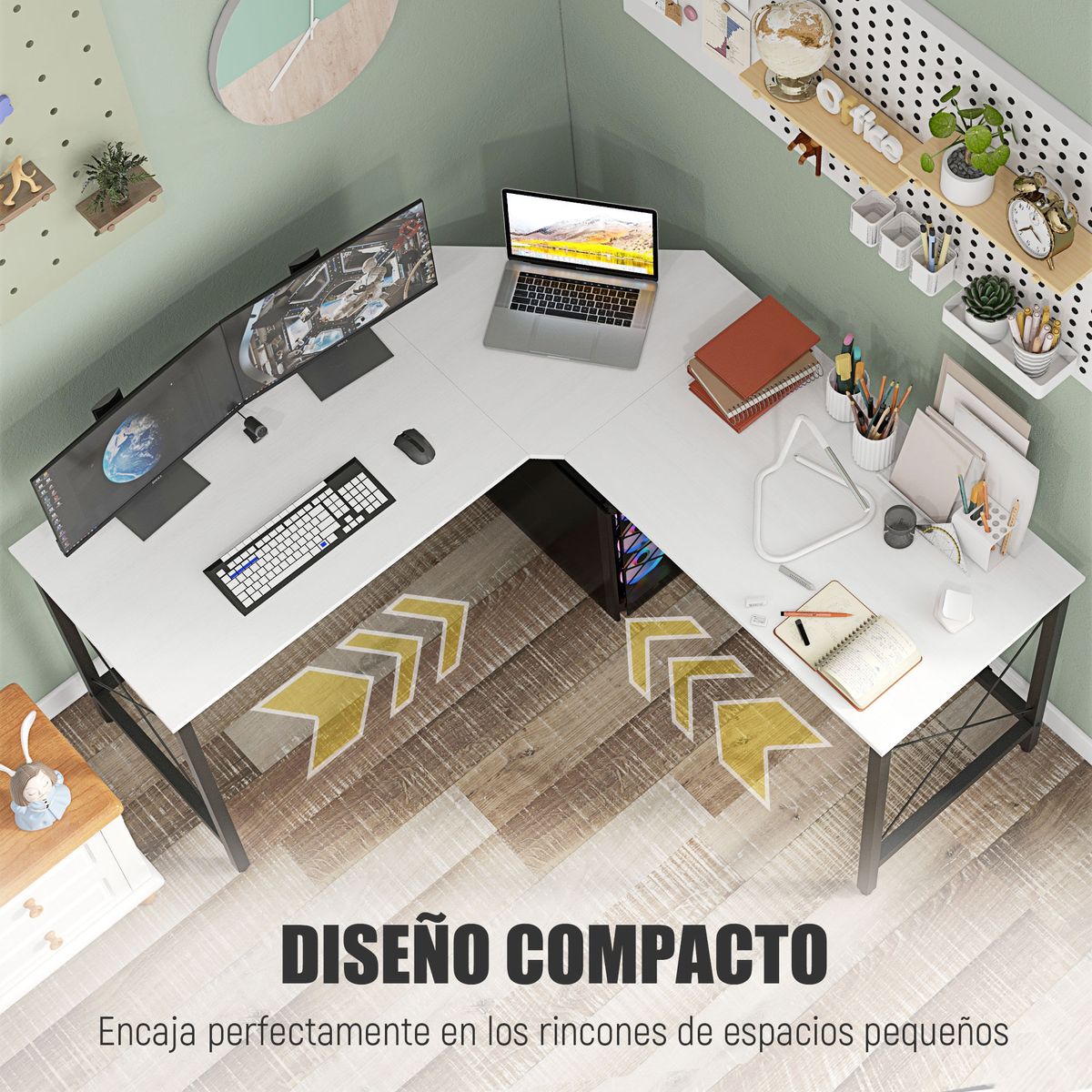 Escritorio-Frambuesa-Homcom-diseño-esquinero-blanco-76x150x150-cm