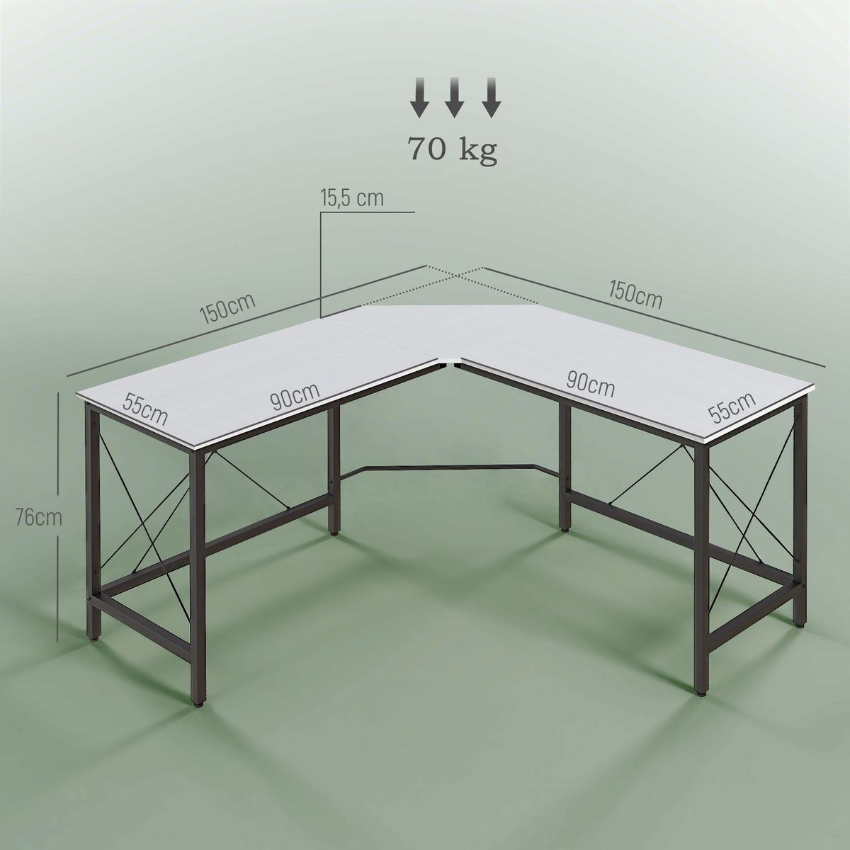 Escritorio-Frambuesa-Homcom-diseño-esquinero-blanco-76x150x150-cm-medidas