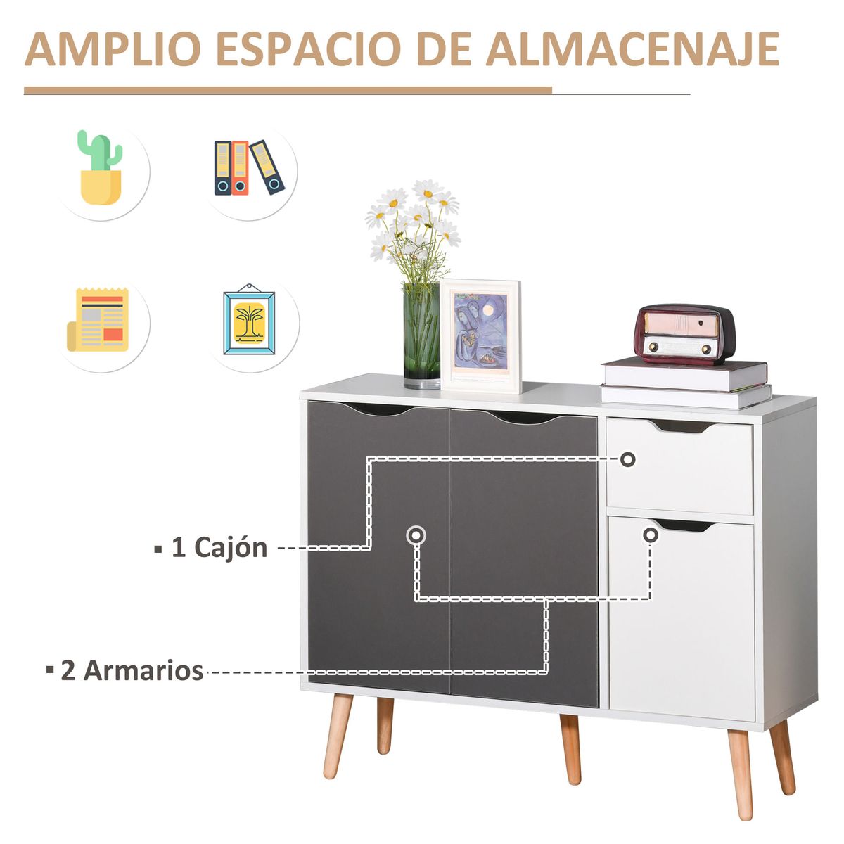 Aparador-Kiwi-Homcom-3-puertas---cajon-blanco-gris-72x90x30-cm