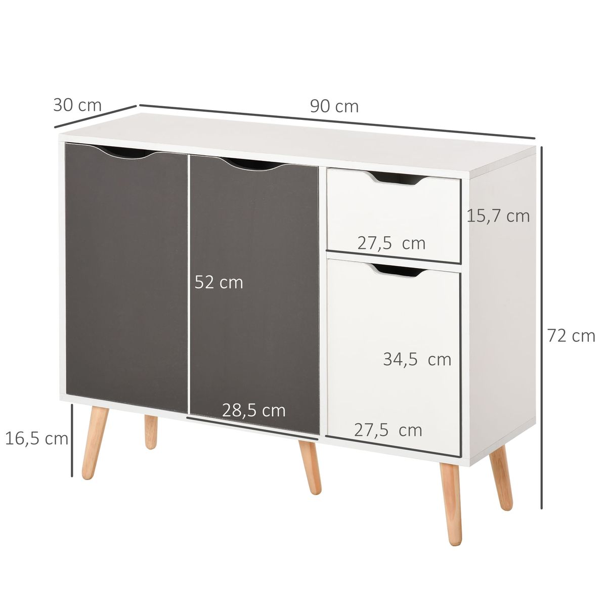 Aparador-Kiwi-Homcom-3-puertas---cajon-blanco-gris-72x90x30-cm-medidas