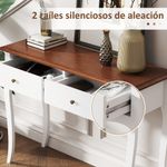 Consola-Kiwita-Homcom-2-cajones-marron-oscuro-blanco-765x100x35-cm