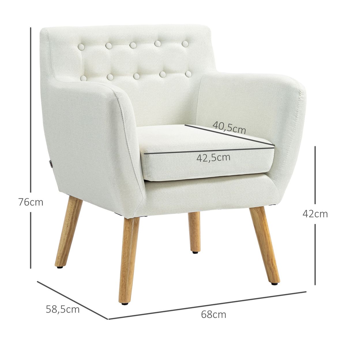 Butaca-Merengue-Homcom-reposabrazos-crema-76x68x585-cm-medidas