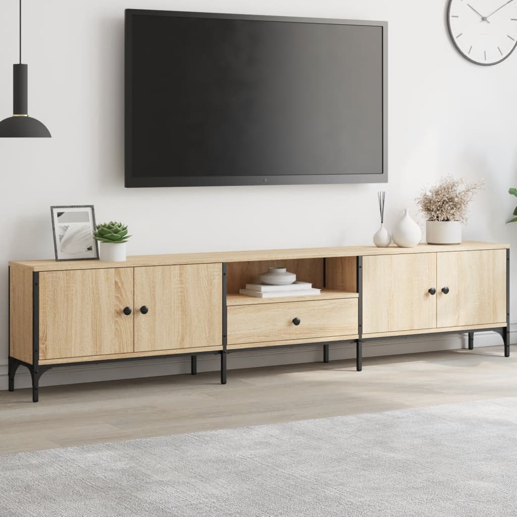Mueble-de-TV-Acuario-2-armarios---cajon---compartimento-natural-44x200x25-cm-ambientada