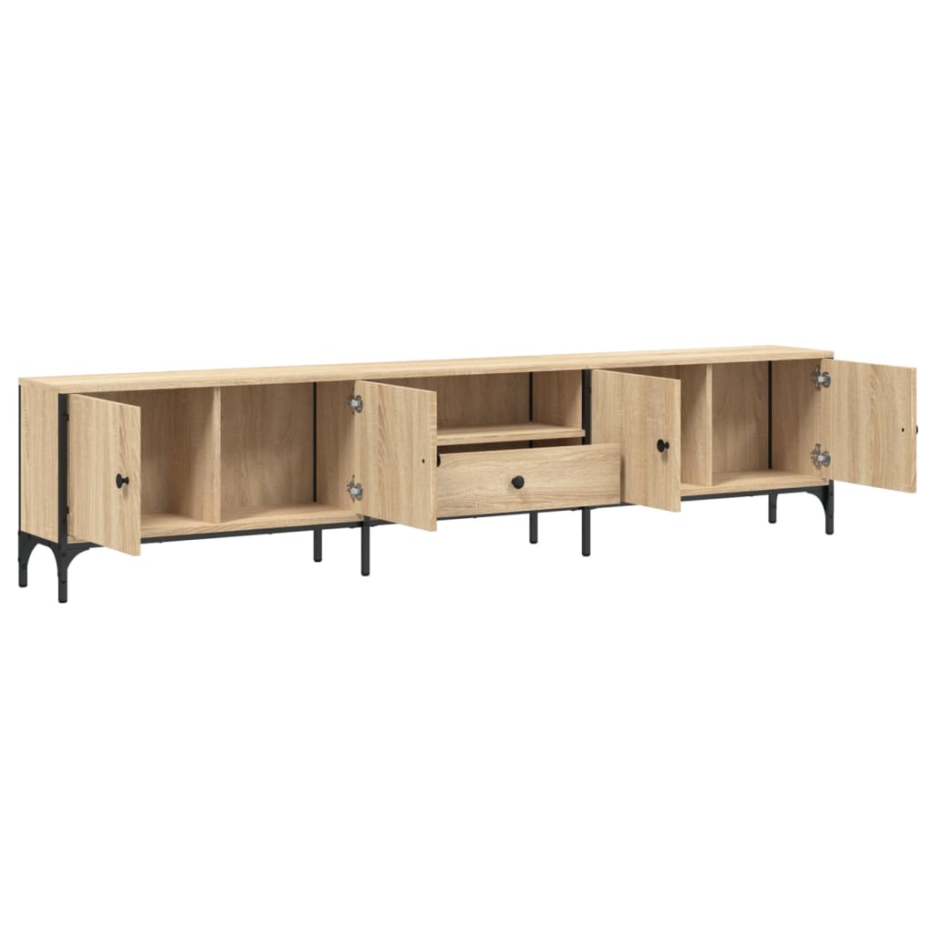 Mueble-de-TV-Acuario-2-armarios---cajon---compartimento-natural-44x200x25-cm