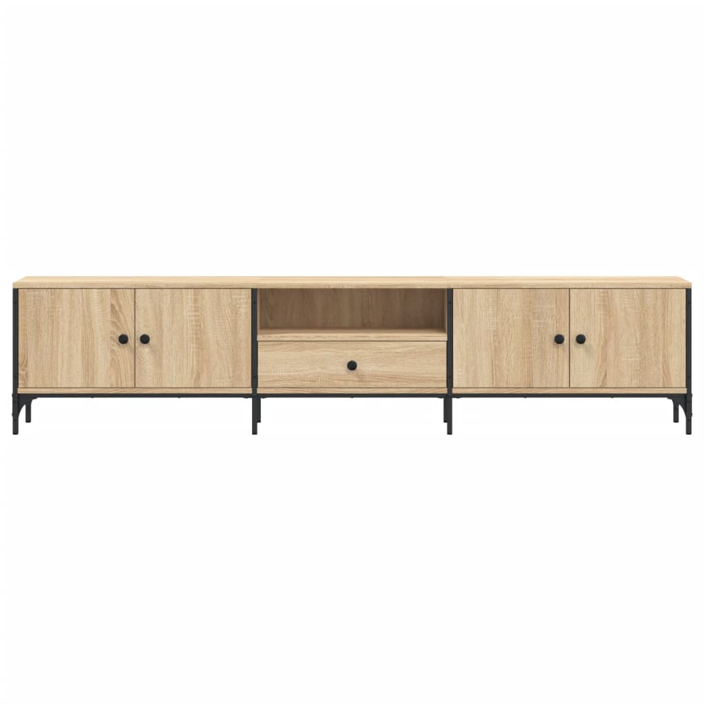 Mueble-de-TV-Acuario-2-armarios---cajon---compartimento-natural-44x200x25-cm-frontal