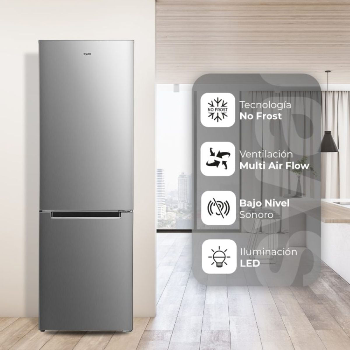 Frigorifico-combi-Svan-SC185603ENFX-No-Frost-293L-E-inox-185-cm