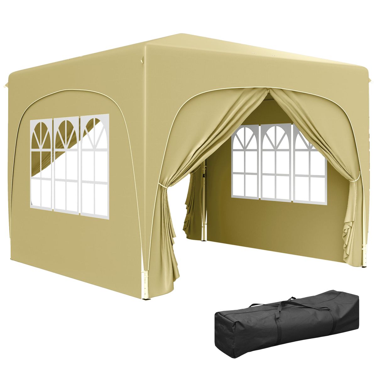 Cenador-Garden-Outsunny-plegable--regulable---2-ventanas---2-puertas-300x300-cm-