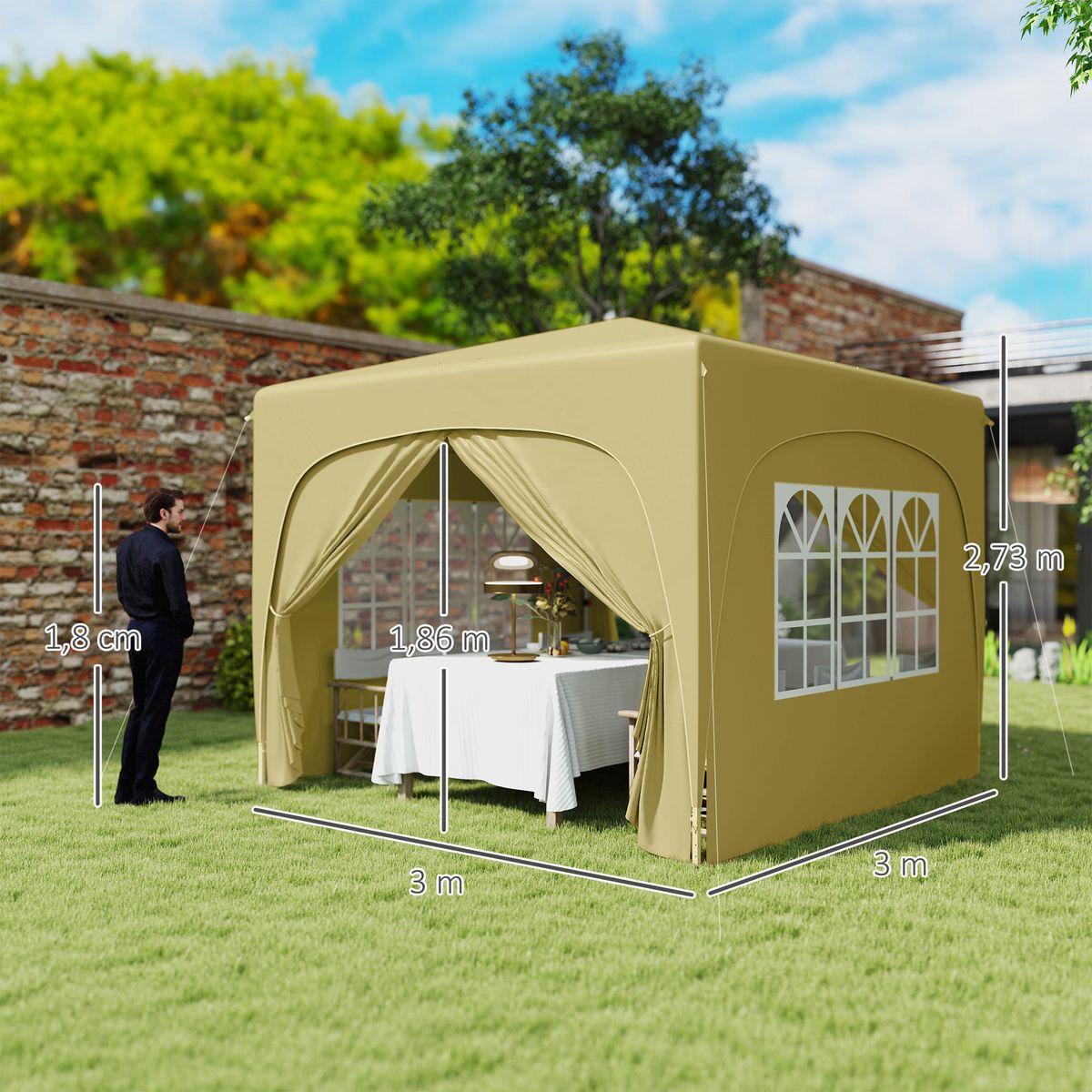Cenador-Garden-Outsunny-plegable--regulable---2-ventanas---2-puertas-300x300-cm-
