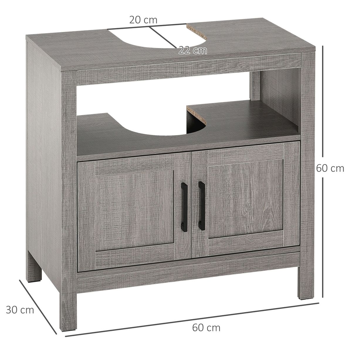 Mueble-de-baño-Oslo-Kleankin-2-puertas---2-estantes-gris-60x60x30-cm-