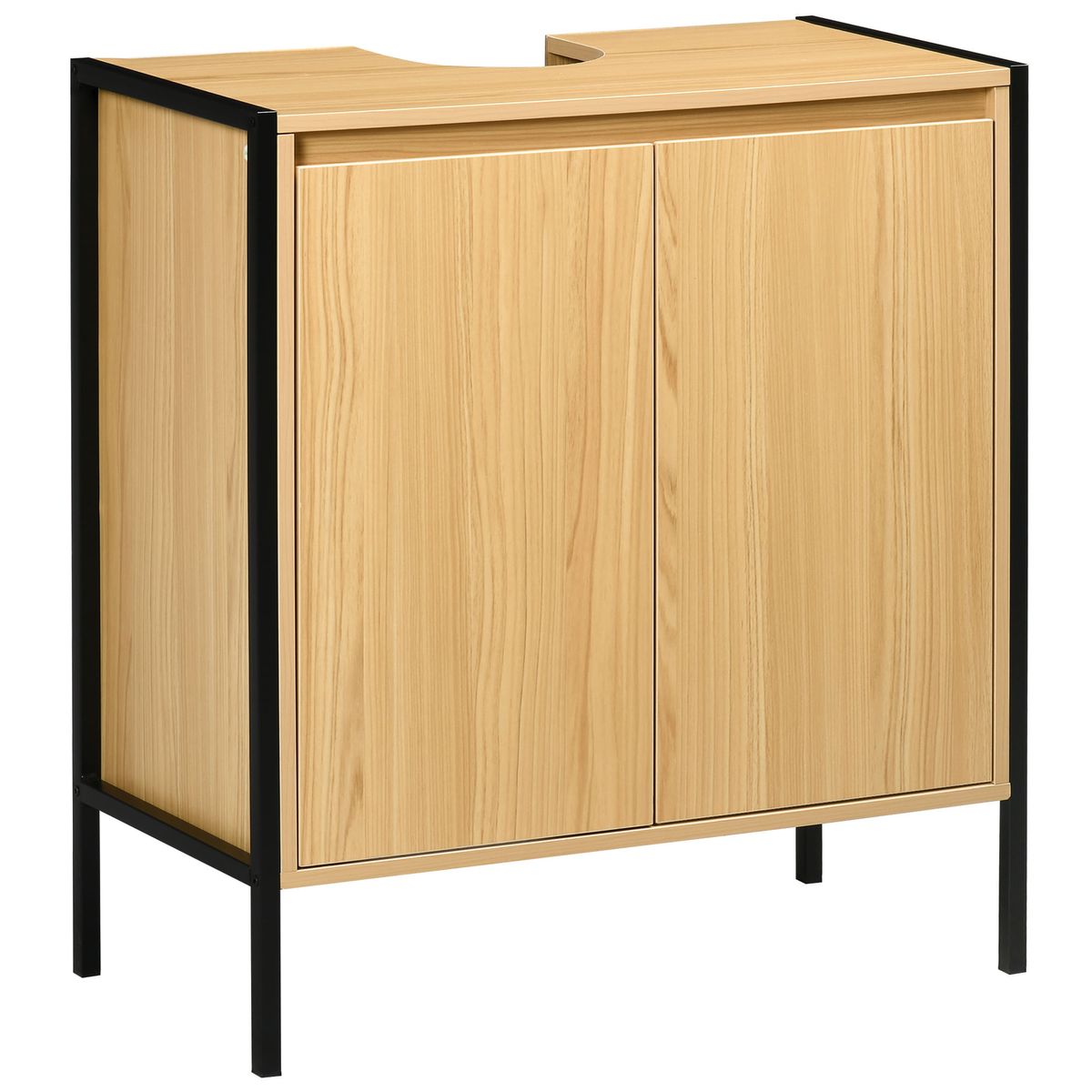 Mueble-de-baño-Colmar-Kleankin-2-puertas---2-estantes-natural-negro-652x60x30-cm--mueble-de-baño