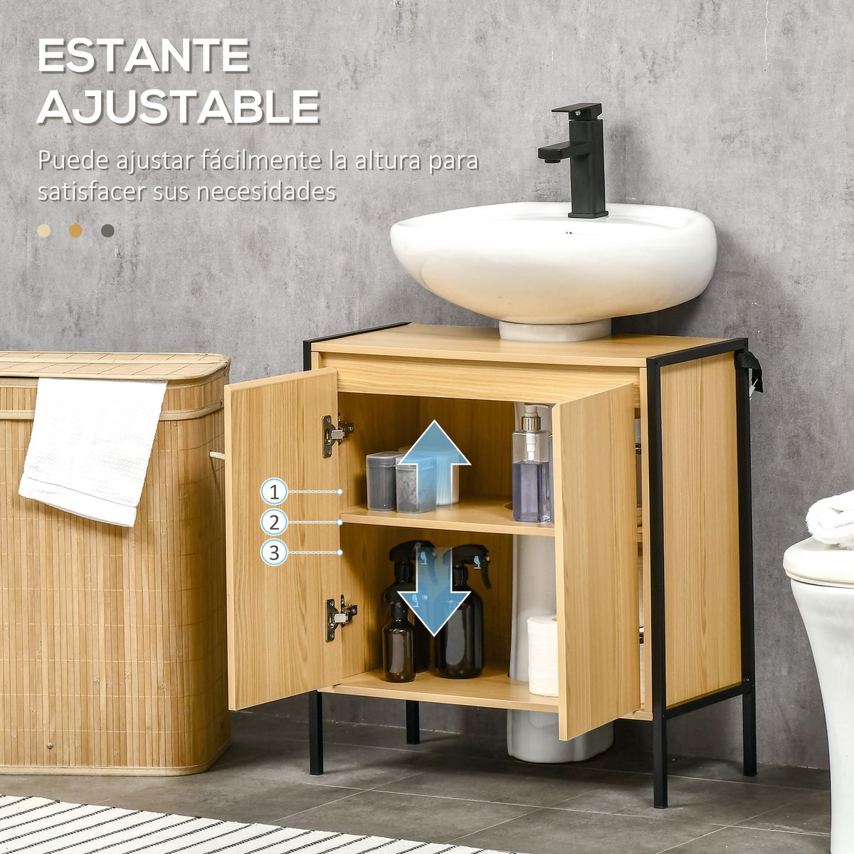 Mueble-de-baño-Colmar-Kleankin-2-puertas---2-estantes-natural-negro-652x60x30-cm-