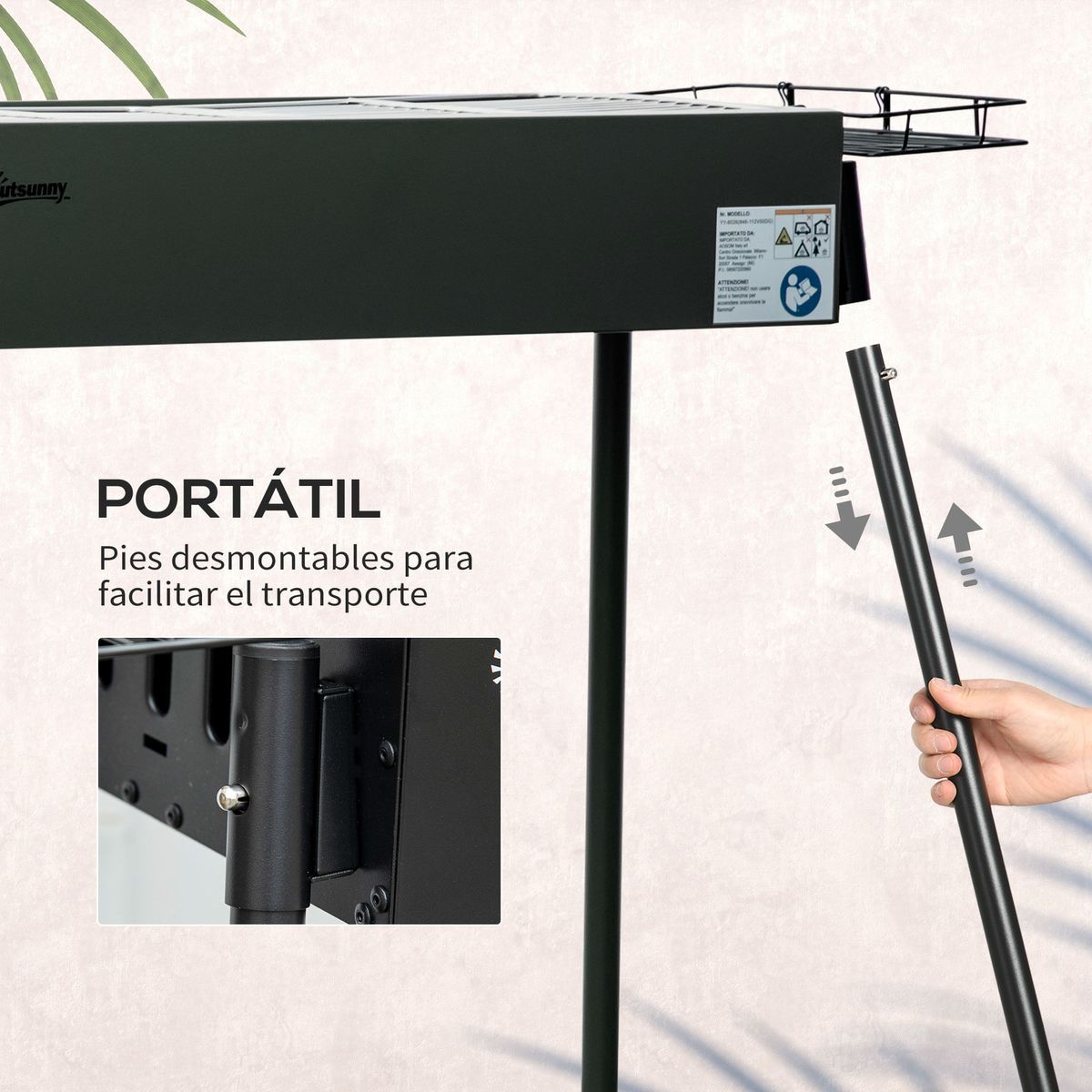 Barbacoa-de-carbon-Letur-Outsunny-portatil---2-parrillas---estantes-negro-70x94x39-cm-