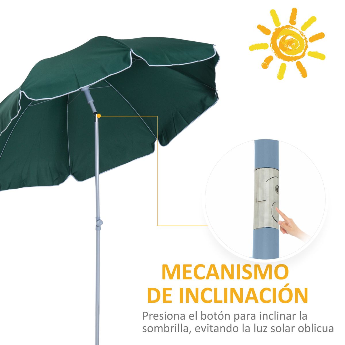 Sombrilla-de-playa-Rachel-Outsunny-inclinable-verde-Ø202-cm