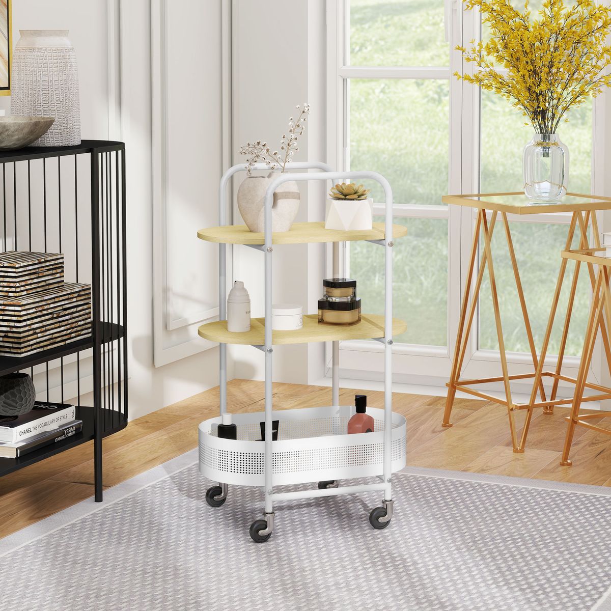 Carrito-auxiliar-Vainilla-Homcom-1-cesta---2-estantes-blanco-natural-825x495x325-cm-