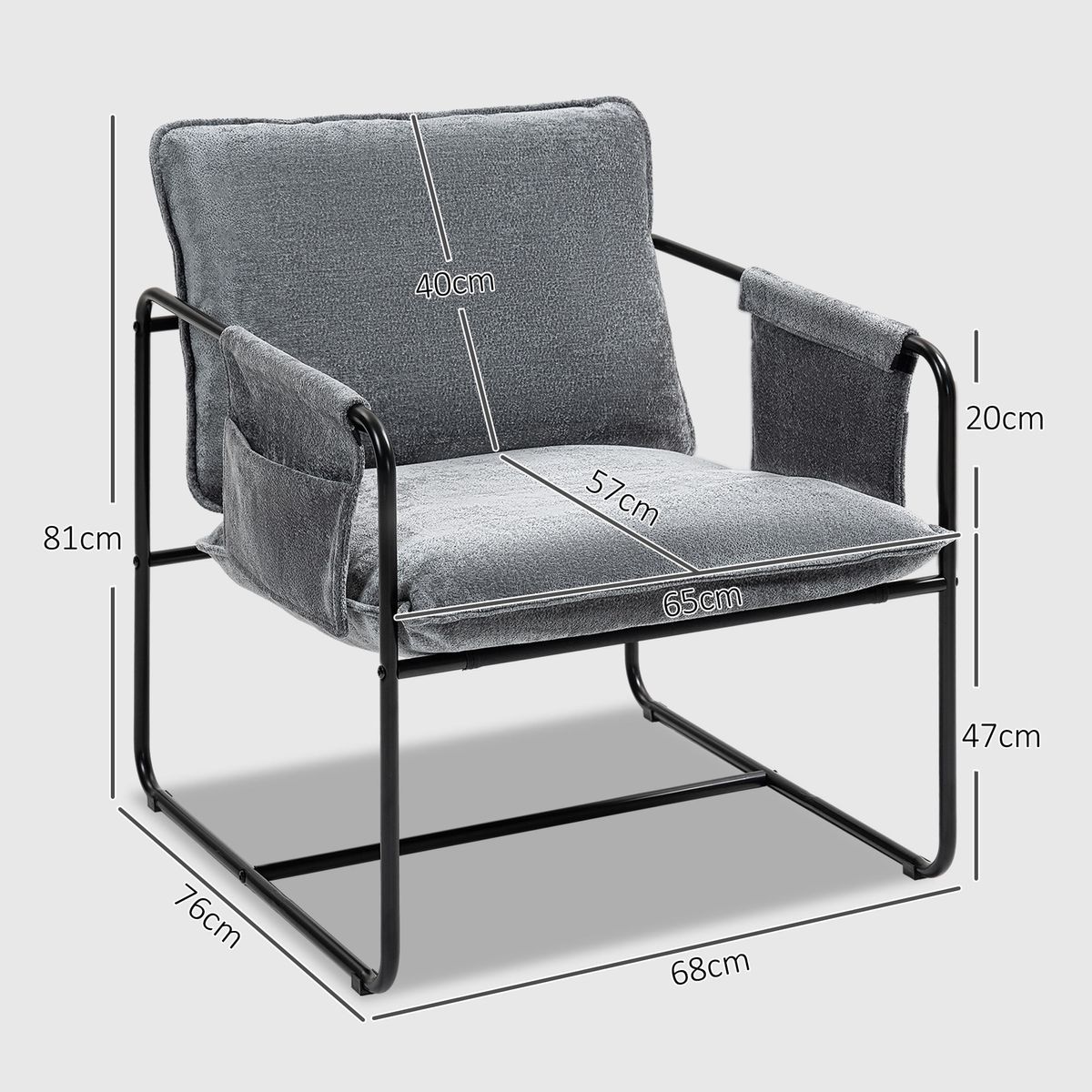 Butaca-Albert-Homcom-bolsillos-laterales-gris-81x68x78-cm-