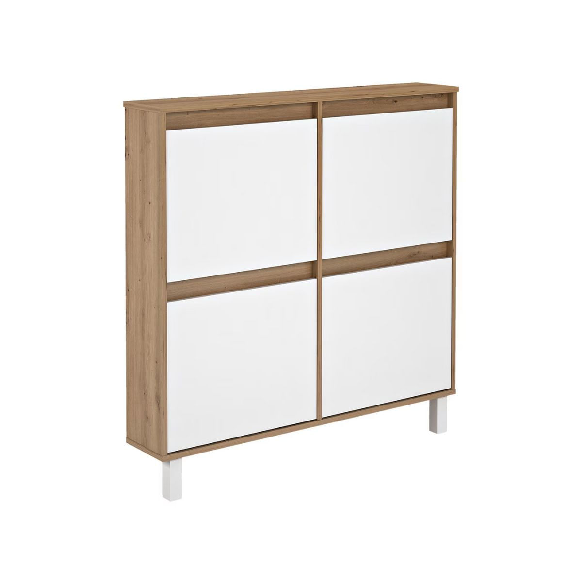 Zapatero-Dewe-4-puertas-abatibles-blanco-natural-110x110x20-cm-fondo-blanco