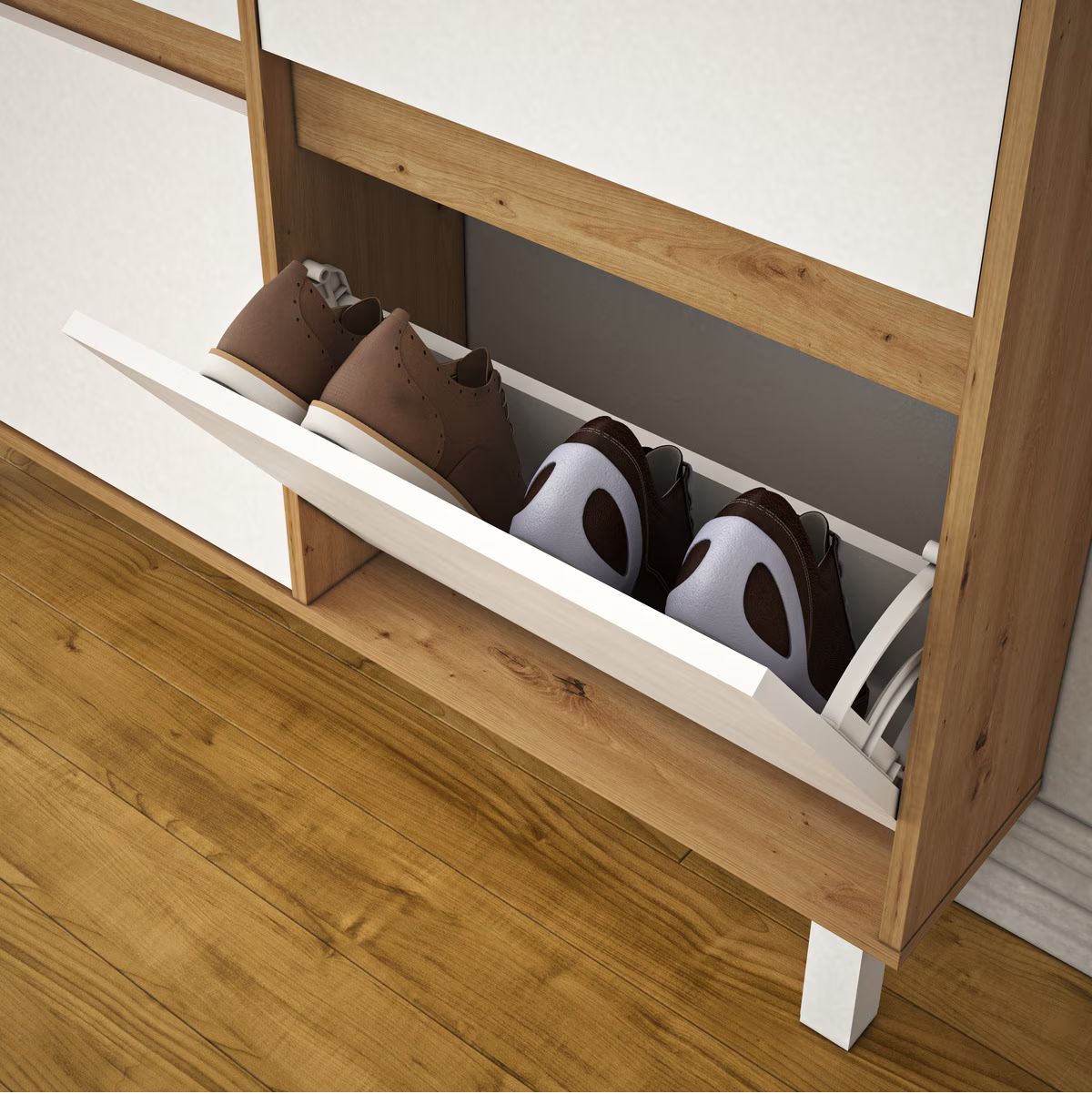 Zapatero-Dewe-4-puertas-abatibles-blanco-natural-110x110x20-cm-interior