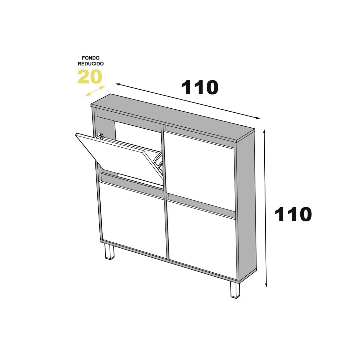 Zapatero-Dewe-4-puertas-abatibles-blanco-natural-110x110x20-cm-medidas
