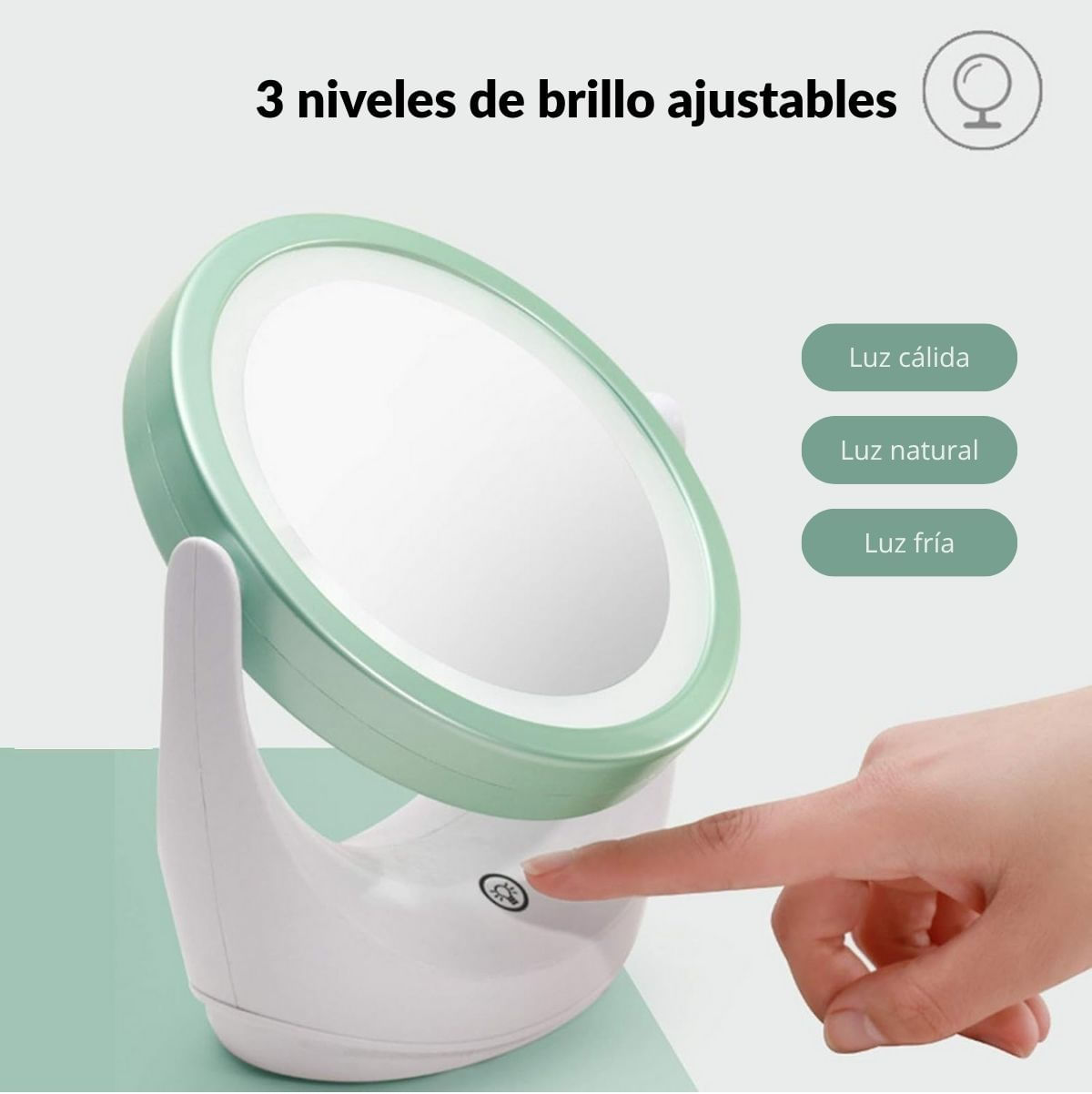 Espejo-de-aumento-con-luz-LED---rotacion-blanco-verde