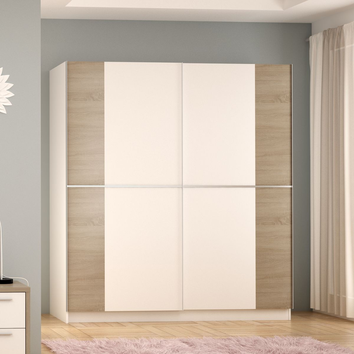Armario-Elisa-2-puertas-correderas-blanco-roble-200x180x60-cm-