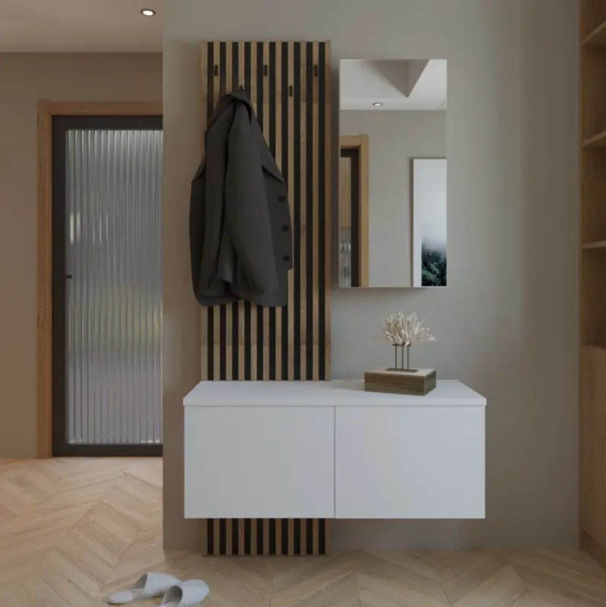 Recibidor-Spa-panel---espejo-blanco-natural-ambientada
