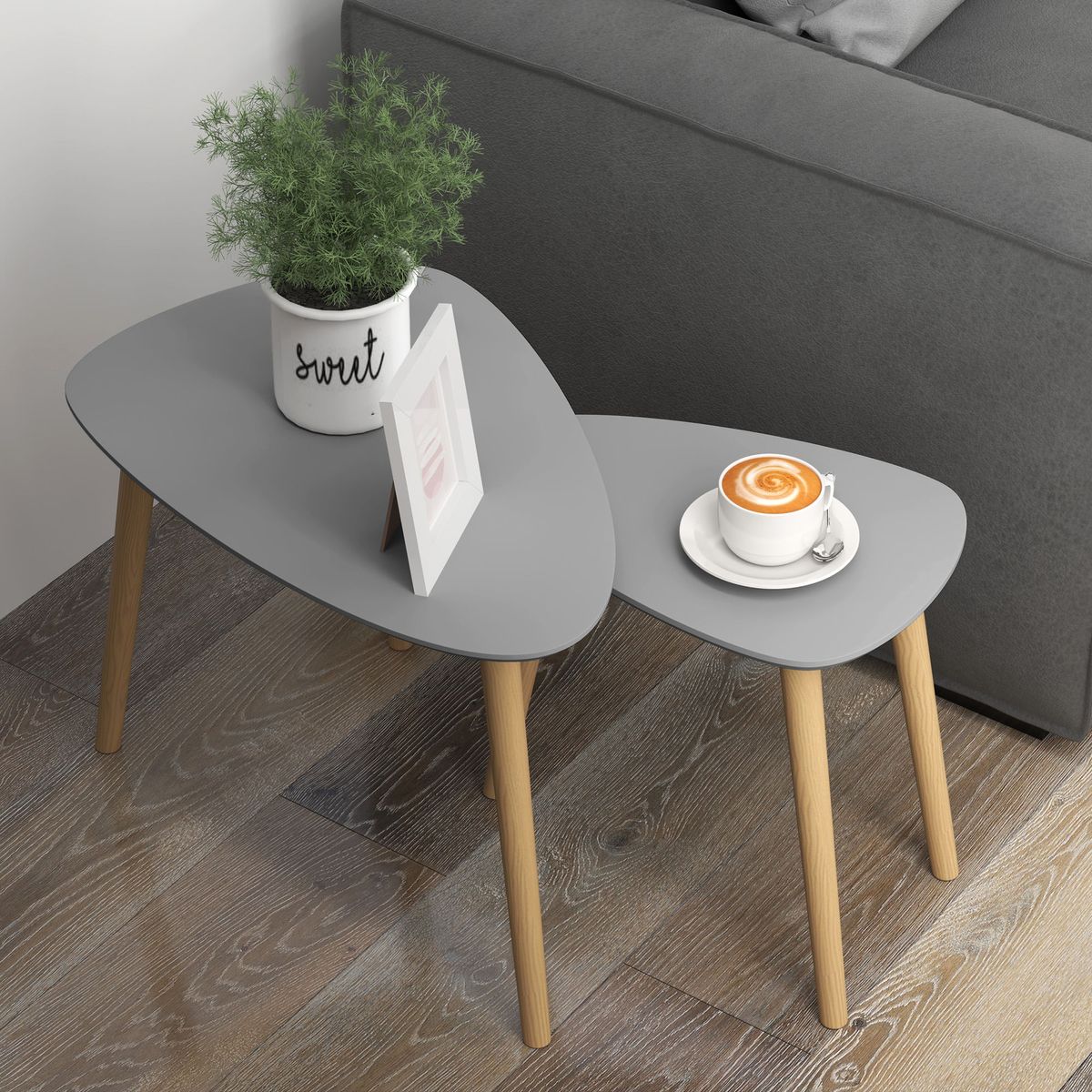 Set-de-2-mesas-auxiliares-Bird-Homcom-gris-natural