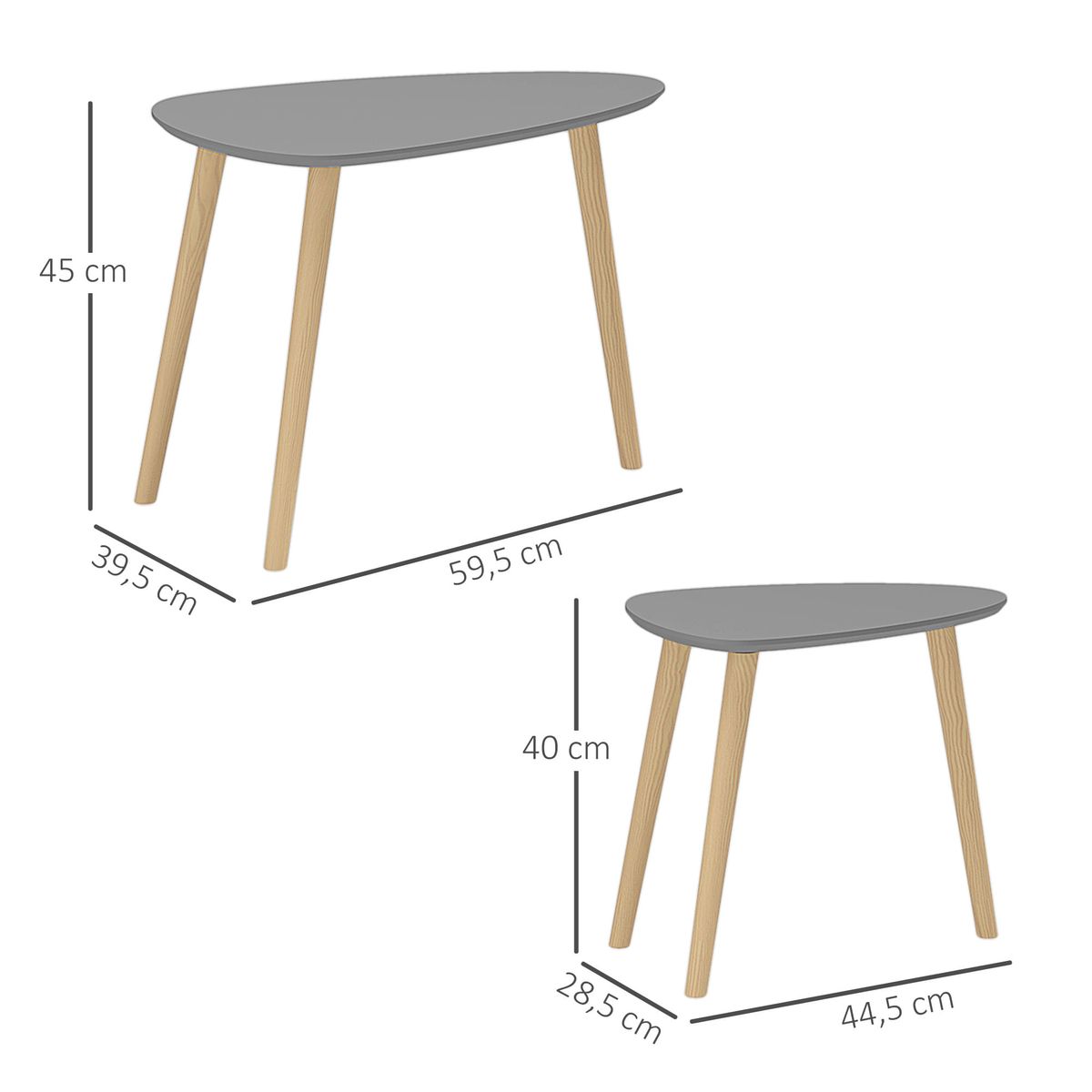 Set-de-2-mesas-auxiliares-Bird-Homcom-gris-natural