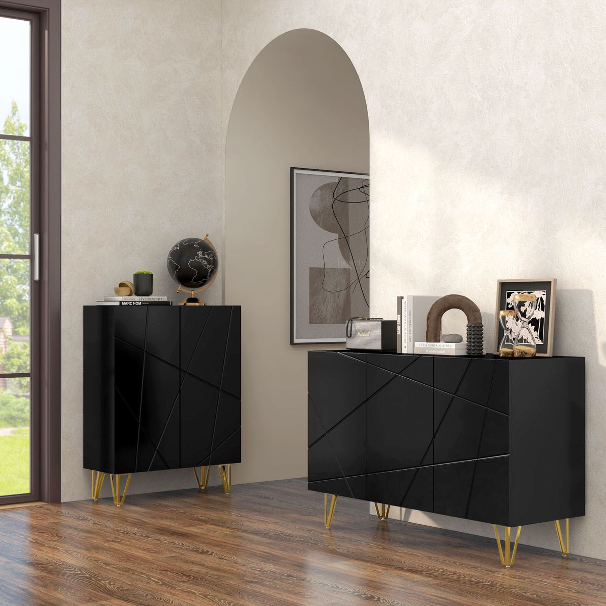 Aparador-Desire-Homcom-3-puertas-negro-dorado-75x120x40-cm