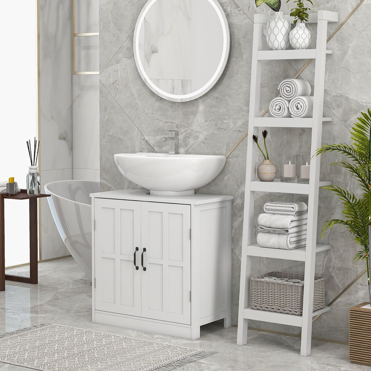 Mueble-de-baño-Rustic-Kleankin-1-armario---1-estante-ajustable-blanco-60x60x30-cm-