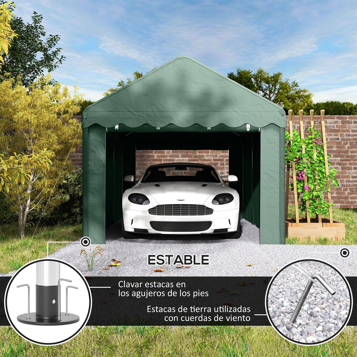 Carpa-Burgos-Outsunny-puertas-desmontables-verde-280x594x300-cm-