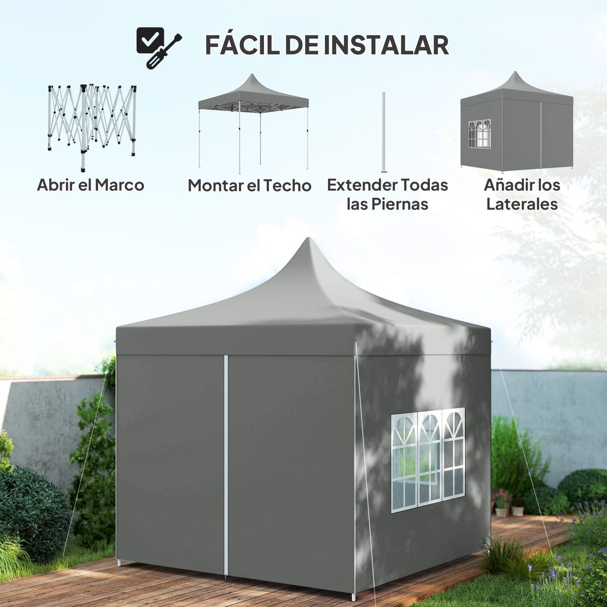 Carpa-Zamora-Outsunny-plegable---paredes-desmontables---bolsa-gris-325x290x290-cm-