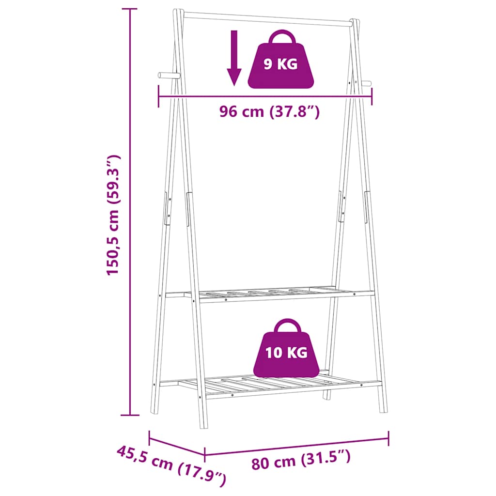 Perchero-Glaciar-plegable-2-estantes-natural-1505x96x455-cm-medidas