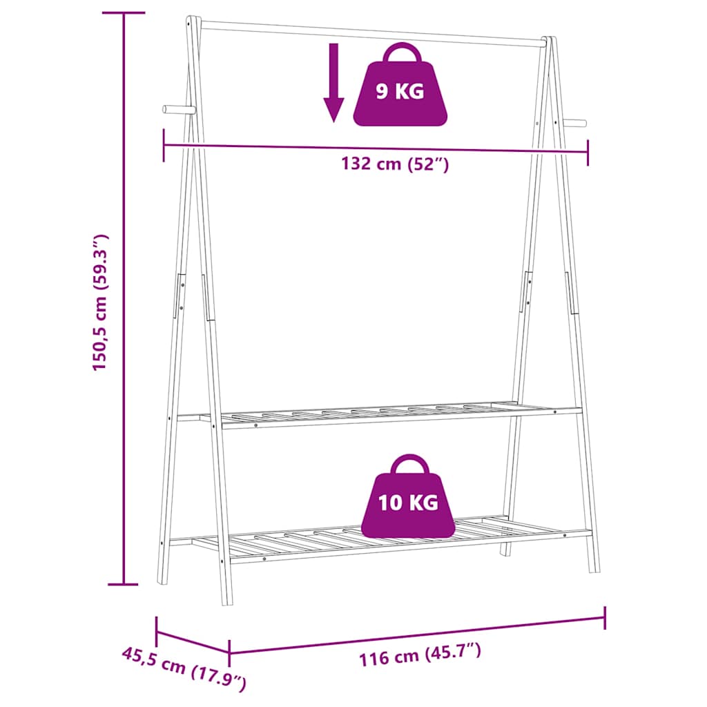 Perchero-Bosque-plegable-2-estantes-natural-1505x132x455-cm-medidas