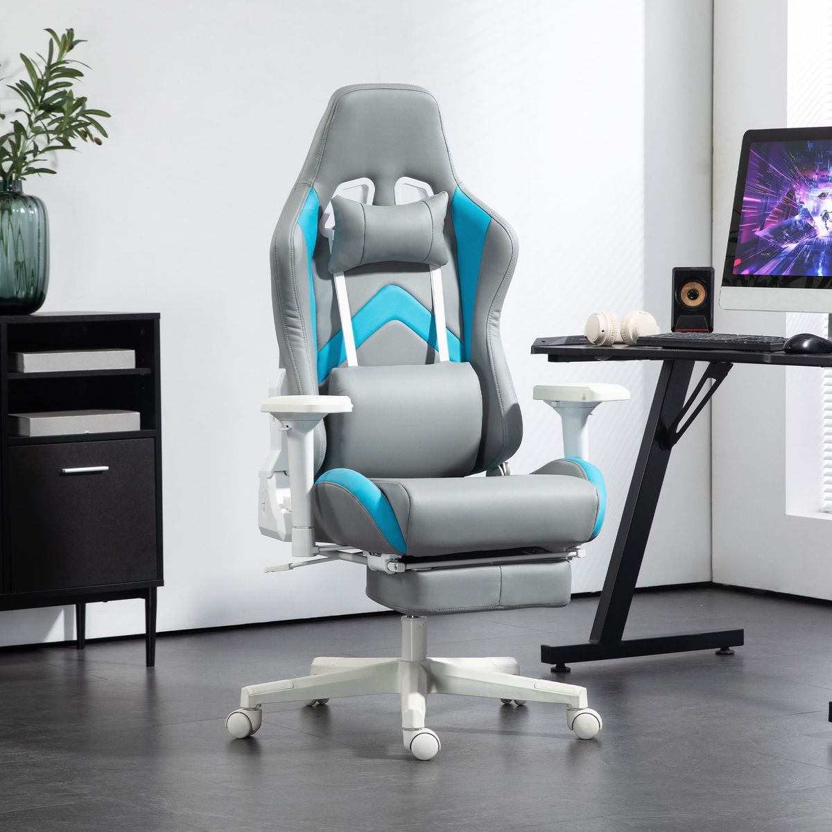 Silla-gaming-Cork-Homcom-reposabrazos-4D---reposapies-gris-azul-120-129x74x73-cm-