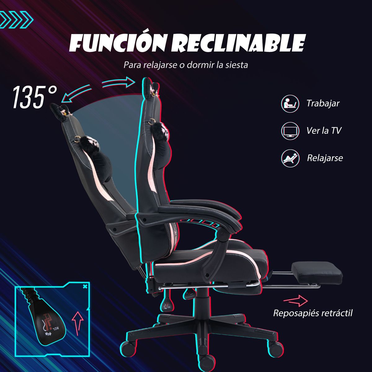 Silla-gaming-Cat-Homcom-2-cojines---reposapies-116-124x65x62-cm