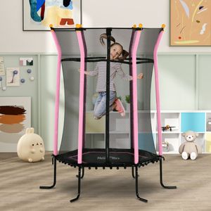 Cama elástica Garden Homcom red de seguridad + postes acolchados azul 190xØ163,5