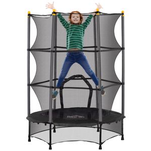 Cama elástica Jump Homcom entrada con cremallera y red de seguridad Ø140x190 cm