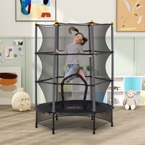 Cama elástica Jump Homcom entrada con cremallera y red de seguridad Ø140x190 cm