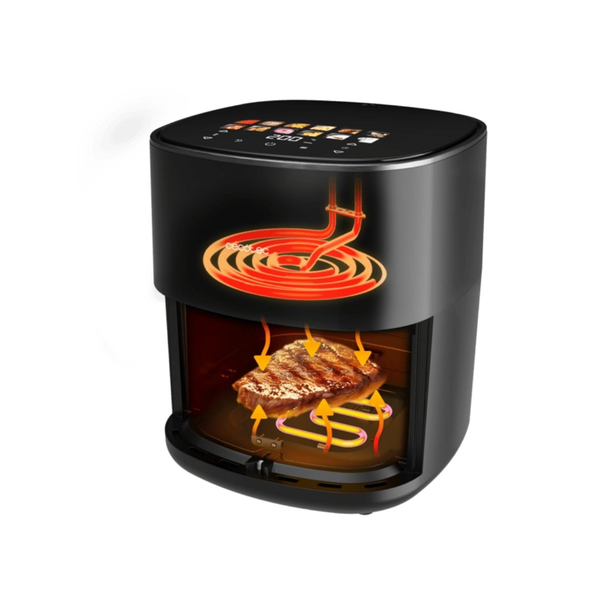 Freidora-de-aire-Cecofry-Grill-Duoheat-6500-Cecotec-2200W-65L-3-en-1-negro