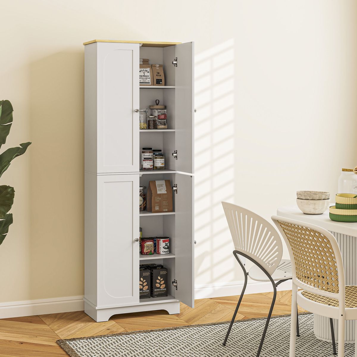 Alacena-Alma-Homcom-4-puertas---6-compartimentos-blanco-183x60x30-cm-ambientada