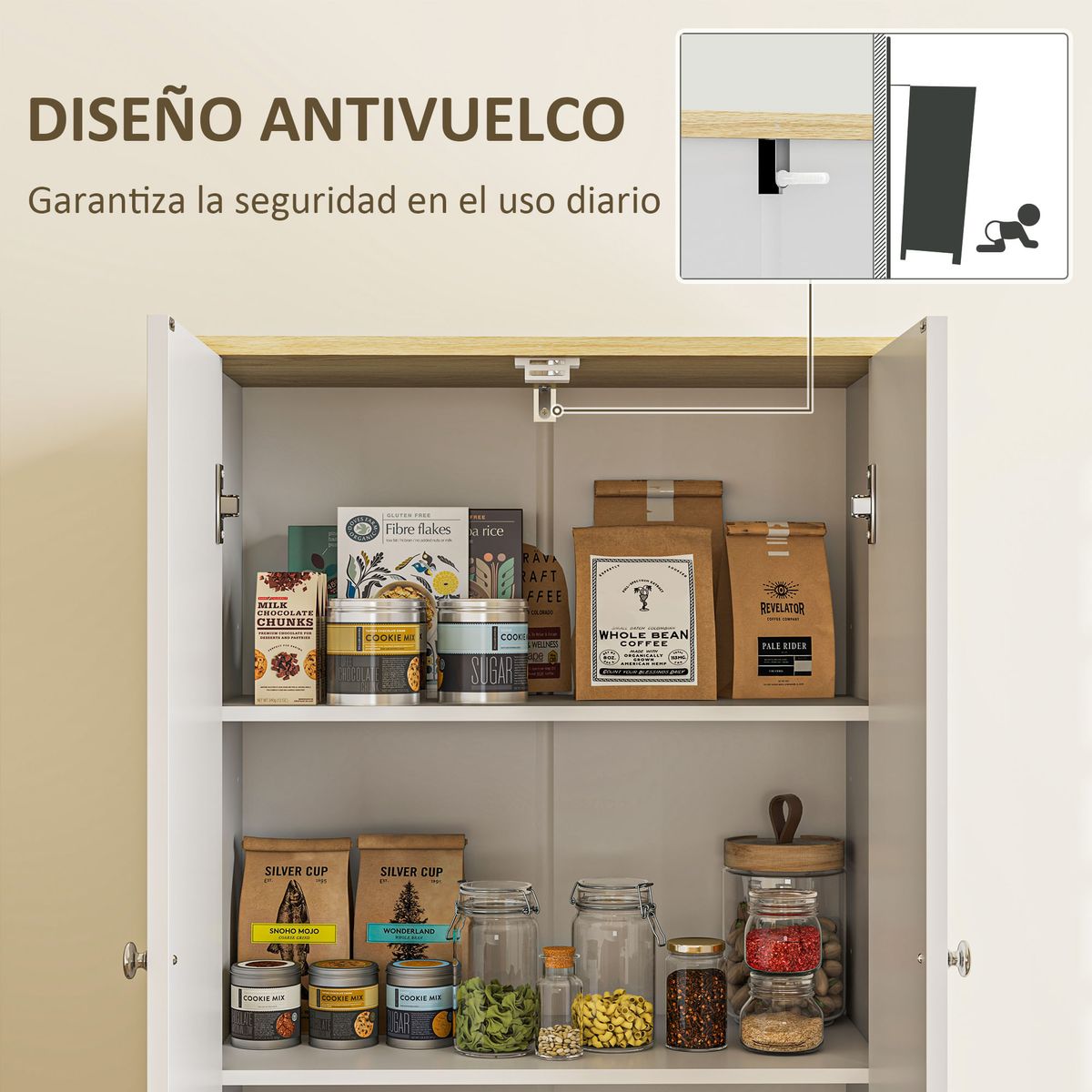 Alacena-Alma-Homcom-4-puertas---6-compartimentos-blanco-183x60x30-cm-detalle