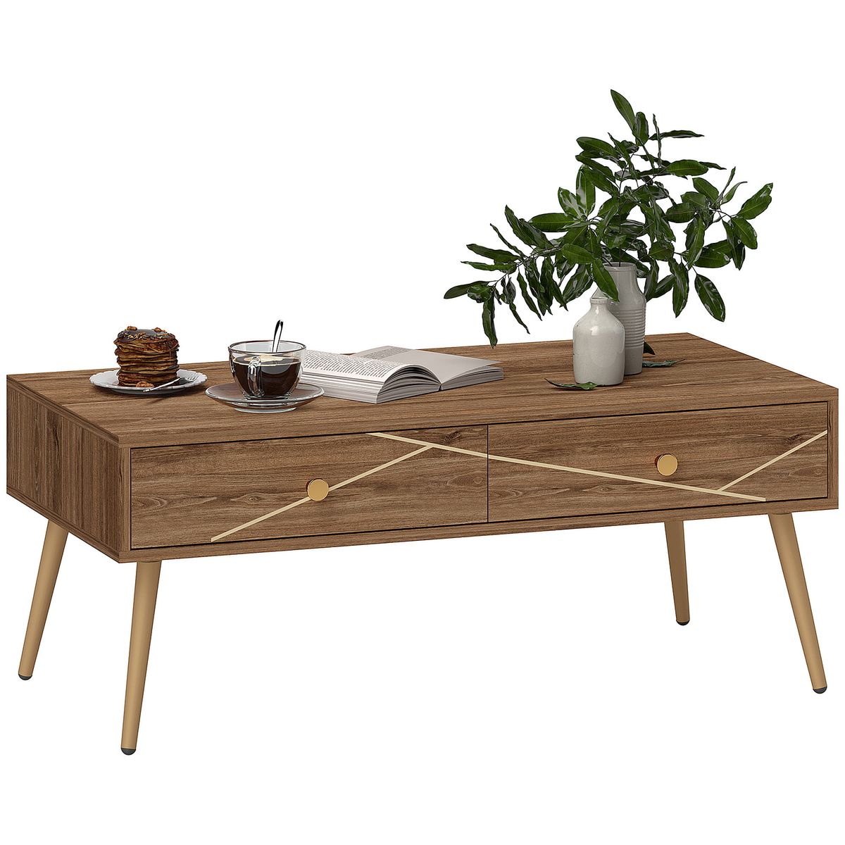 Mesa-de-centro-Bohio-2-cajones---patas-acero-marron-41x100x50-cm-fondo-blanco
