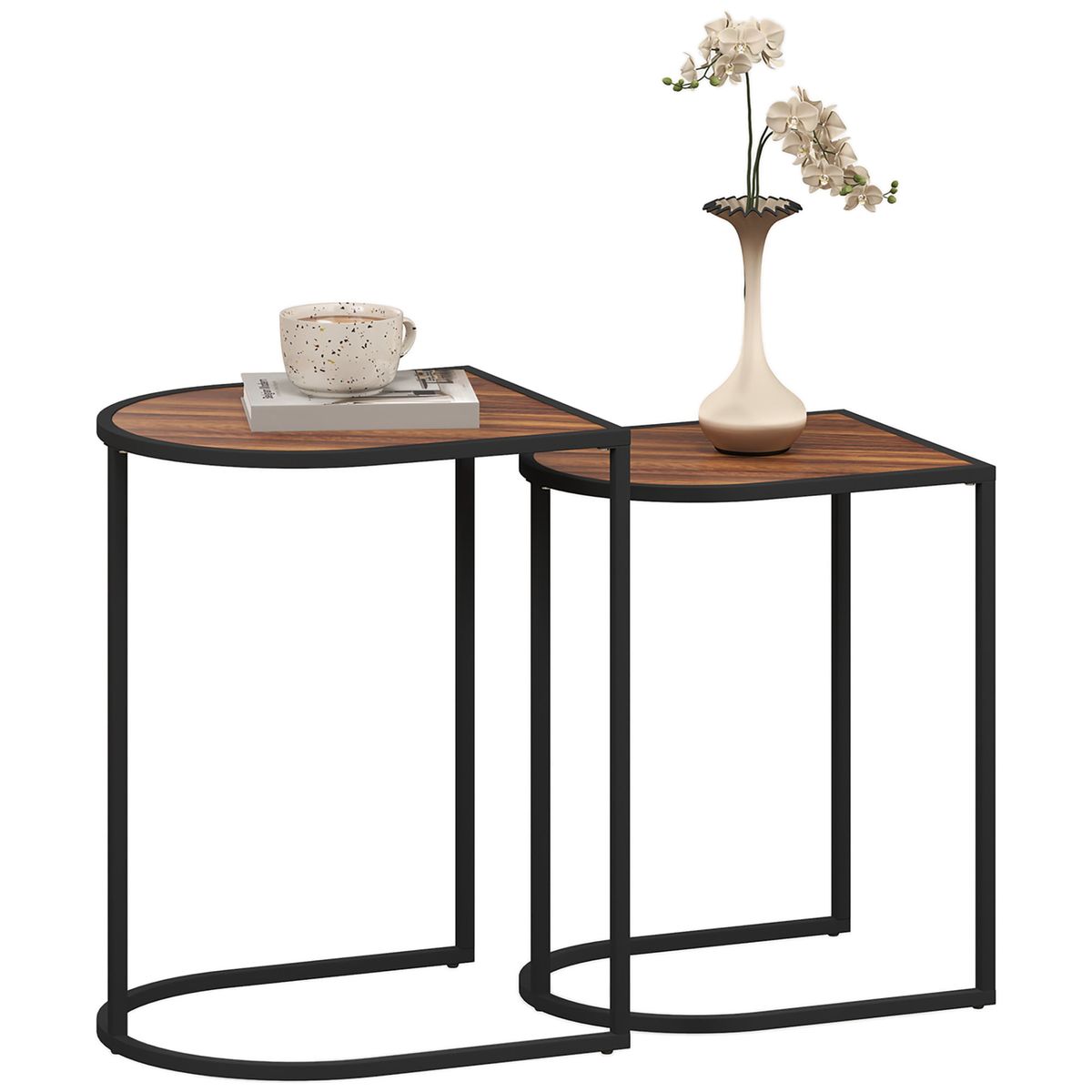 Set-de-2-mesas-auxiliares-Castaño-Homcom-diseño-fijo-marron-oscuro-fondo-blanco