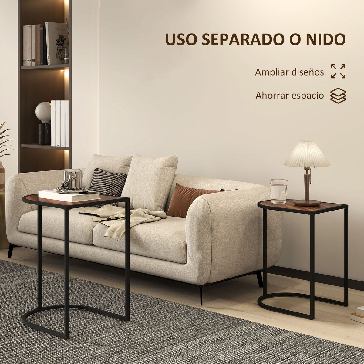 Set-de-2-mesas-auxiliares-Castaño-Homcom-diseño-fijo-marron-oscuro-independientes