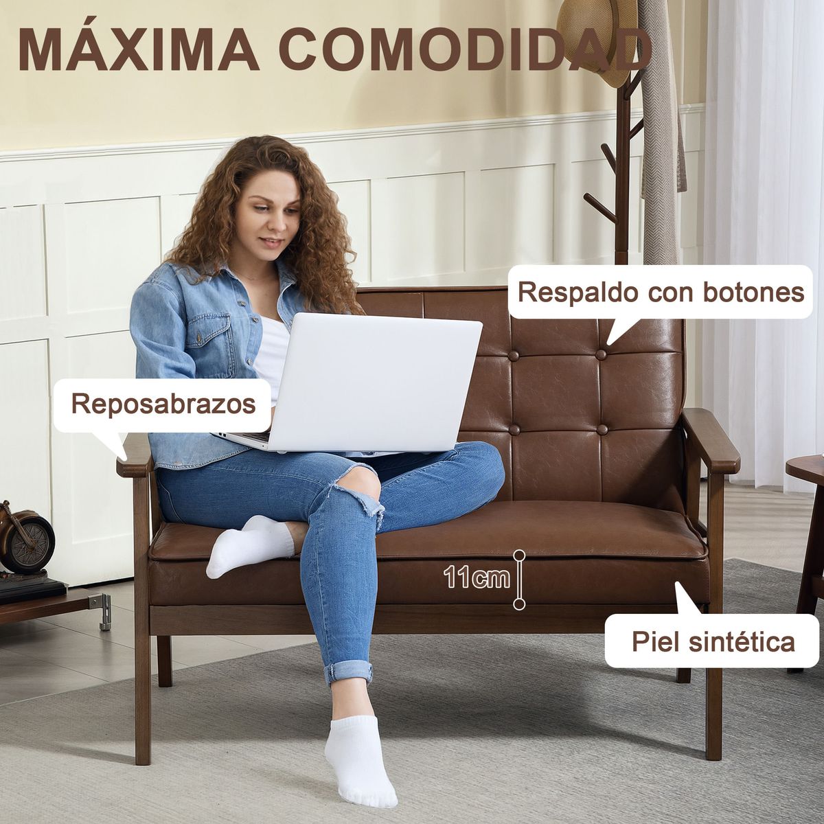 Sofa-Como-Homcom-2-plazas-marron-81x115x70-cm-