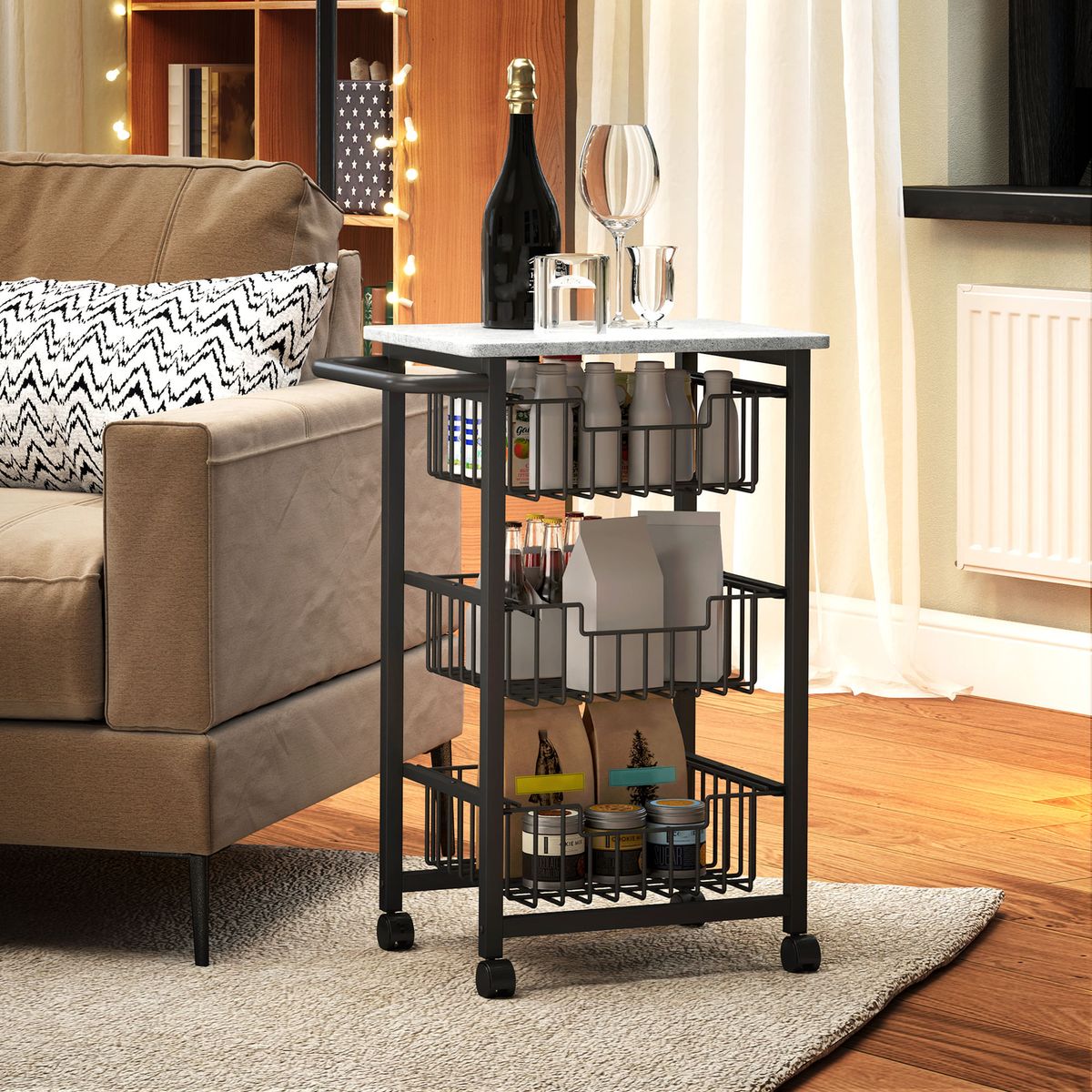 Carrito-auxiliar-Banana-Homcom-3-cestas---ruedas-negro-69x495x31-cm-