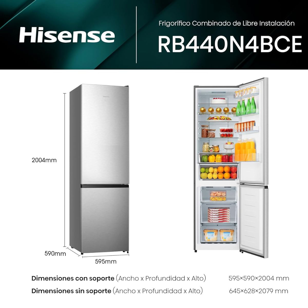 Frigorifico-combi-Hisense-RB440N4BCE-Total-No-Frost-336L-E-inox-200-cm-medidas