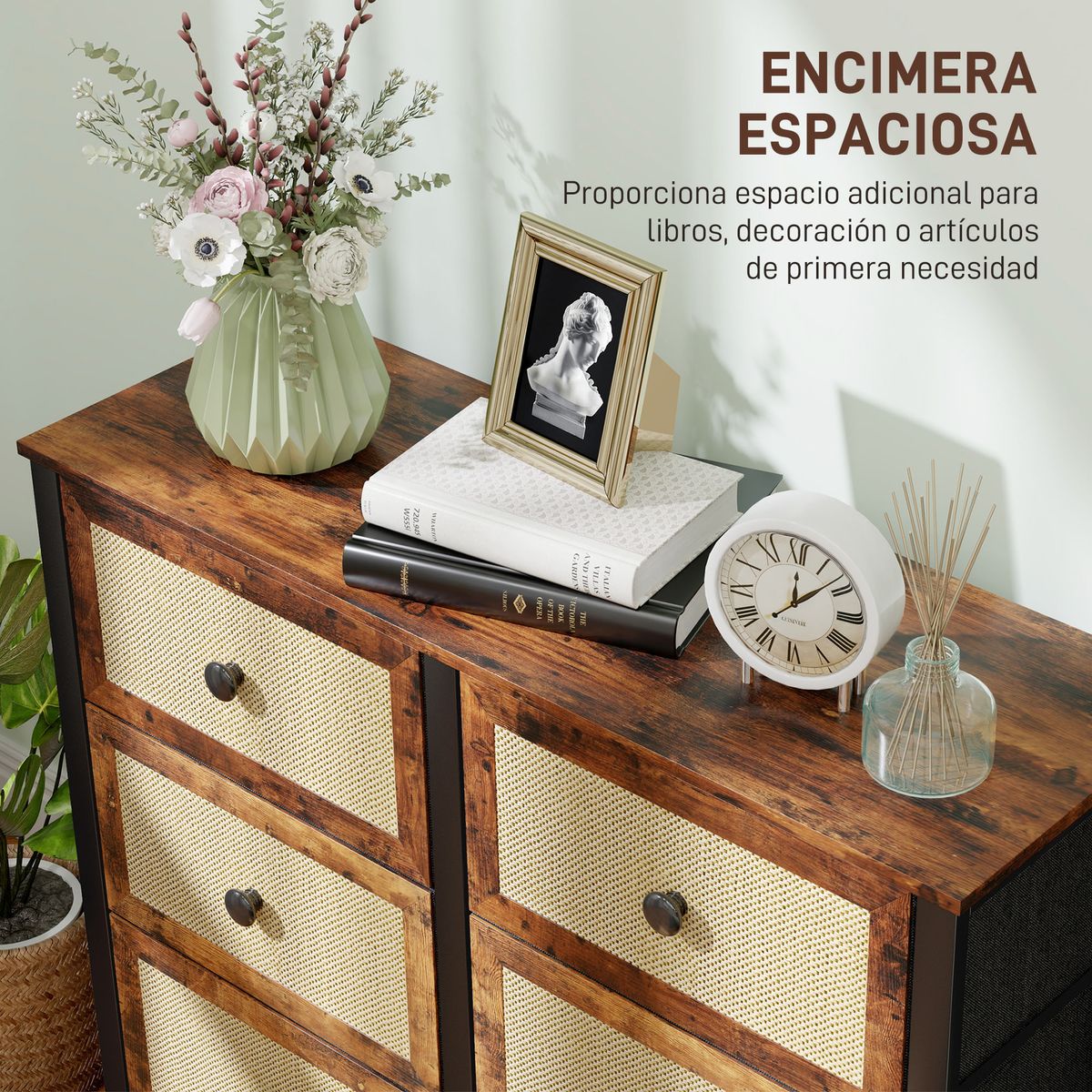Cajonera-Caramel-Homcom-6-cajones-negro-marron-83x88x30-cm-