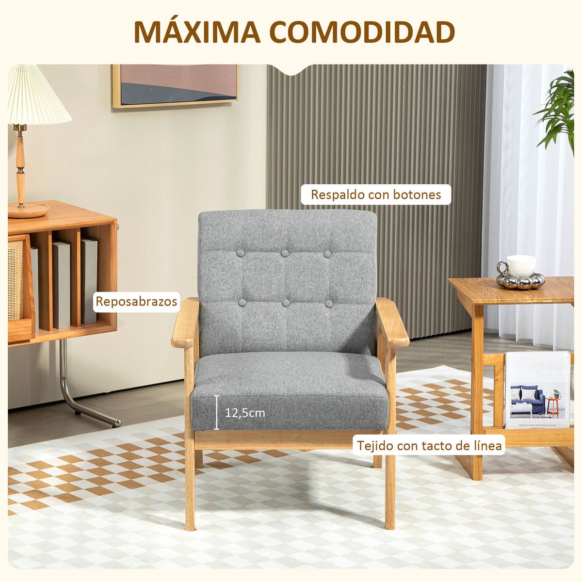 Butaca-Minnie-Homcom-botones-de-capitone---reposabrazos-gris-natural-76x64x75-cm--