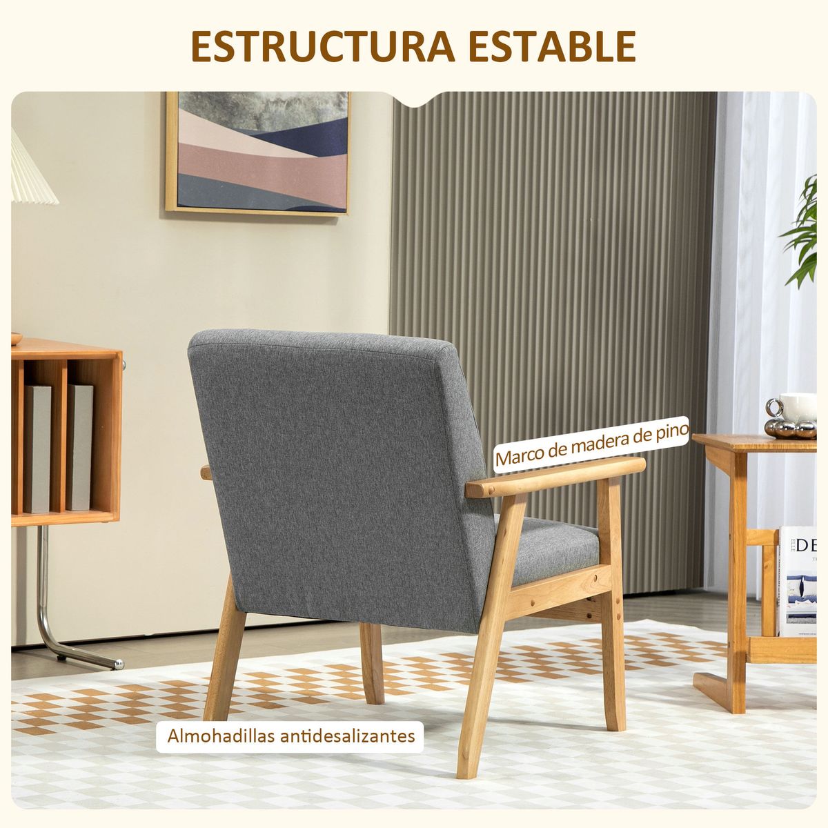 Butaca-Minnie-Homcom-botones-de-capitone---reposabrazos-gris-natural-76x64x75-cm--